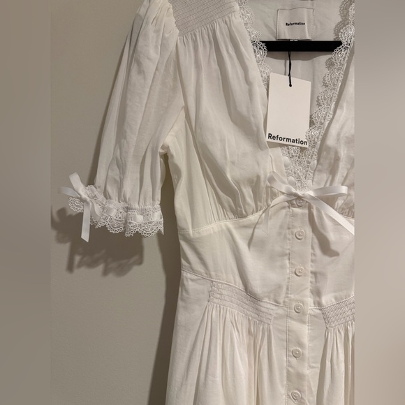 Reformation White Cotton Blend Ketra Dress, NWT - Picture 7 of 9